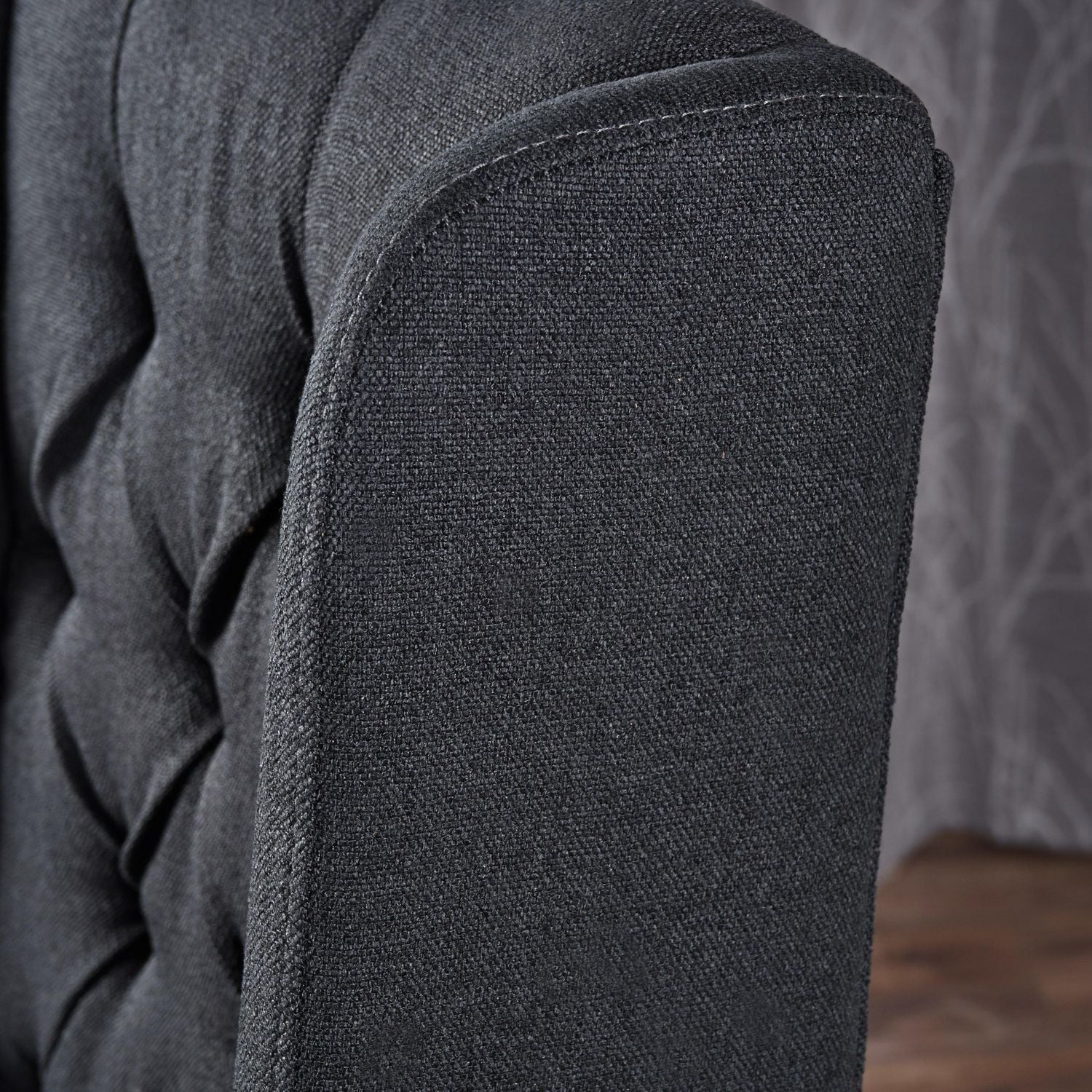 Kylie Tufted Dark Charcoal Fabric Dining Chairs (Set of 2)