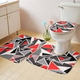 thumbnail image 4 of Color Block Triangle Bathroom Rugs Set Black Red Stitching Non Slip Absorbent Soft Bath Mats 3 Piece Set with Bathroom Rug, U-Shaped Floor Mat, Toilet Seat Cover Small Size, 4 of 9