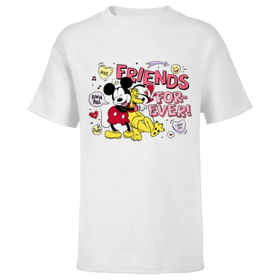 Disney Mickey Pluto Friends Forever! - Short Sleeve T-Shirt for Kids - Customized-White