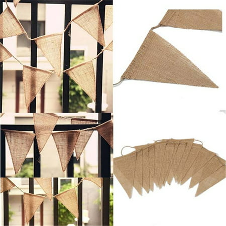 Hanging Linen Burlap Bunting Banner 13/48 Pcs Jute Pennant Flags Christmas Tree Decoration Birthday Wedding Party Events (Best Deals On After Christmas Decorations)