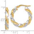 thumbnail image 3 of Finest Gold TF1967 14K Yellow Gold with White Rhodium Polished Twisted Hoop Earrings, 3 of 3