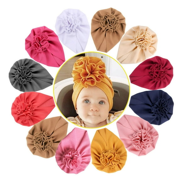 Dalrosia Turban Hats Caps Beanies Headwraps with Big Flower Bow for Baby Girls Infants Toddlers Kids
