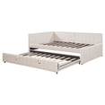 thumbnail image 4 of Miekor Furniture Full Size Upholstered L-Shaped Upholstered Daybed with Twin Size Pop Up Trundle and USB ports, Beige No9073, 4 of 9