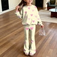 thumbnail image 2 of Grblisyd Girls Outfits Size 10-12 2 Piece Long Sleeve Crew Neck Cute Cartoon Print Sweatshirt Top and Flare Pants Set, 2 of 7