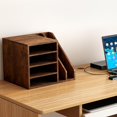 thumbnail image 7 of Wood Desk Organizer File Holder, Wooden Mail Organizer Countertop with Adjustable Compartments, Desktop File Organizer Paper Sorter for Home, Office and School, Envelope Organizer, Brown, 7 of 7