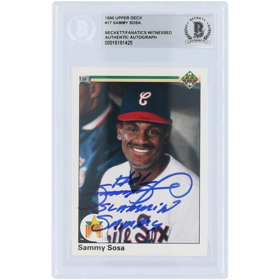 Sammy Sosa Chicago White Sox Autographed 1990 Upper Deck Series 1 #17 Beckett Fanatics Witnessed Authenticated Rookie Card with "SLAMMIM SAMMY" Inscription - Fanatics Authentic Certified