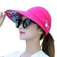 thumbnail image 2 of Meidiya Summer Women Cap Fashion Leaf Print Sun Hat Foldable Sun Visor Hats Women Large Brim Summer UV Protection Beach Cap, 2 of 8