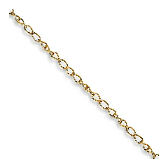 14k Yellow Gold Solid Polished Carded Curb Chain Necklace 20 Inch 0.42mm Spring-Ring Chain Necklace for Women and Men