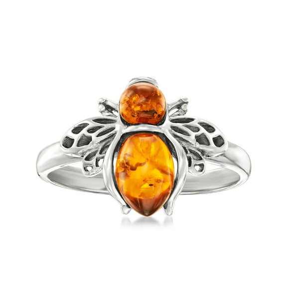 Ross-Simons Amber Bumblebee Ring in Sterling Silver, Women's, Adult