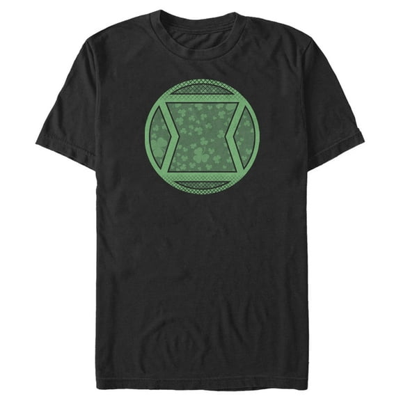 Men's Marvel Black Widow St. Patrick's Day Clover Black Widow Logo  Graphic Tee Black Large