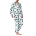 thumbnail image 2 of Naloa Flower Leaves Men’s Pajamas Set - Long Sleeve Button Down Sleep Shirt and Pajama Bottoms Sleepwear Set-XX-Large, 2 of 7