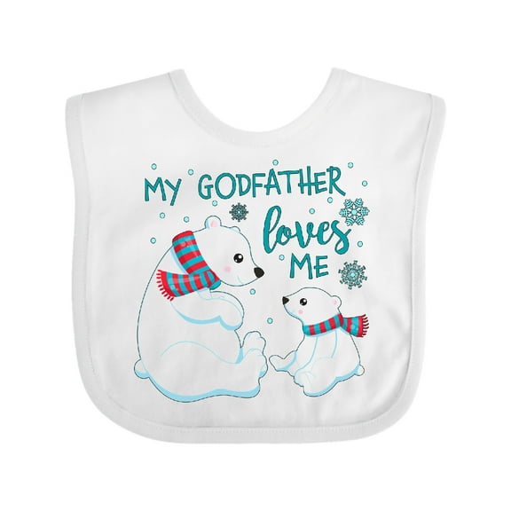 Inktastic My Godfather Loves Me Cute Polar Bears Boys or Girls Baby Bib