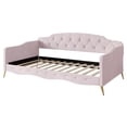 thumbnail image 6 of Castle Place Twin Velvet Upholstered Daybed with Crystal Button Tufting, Light Pink, 6 of 8