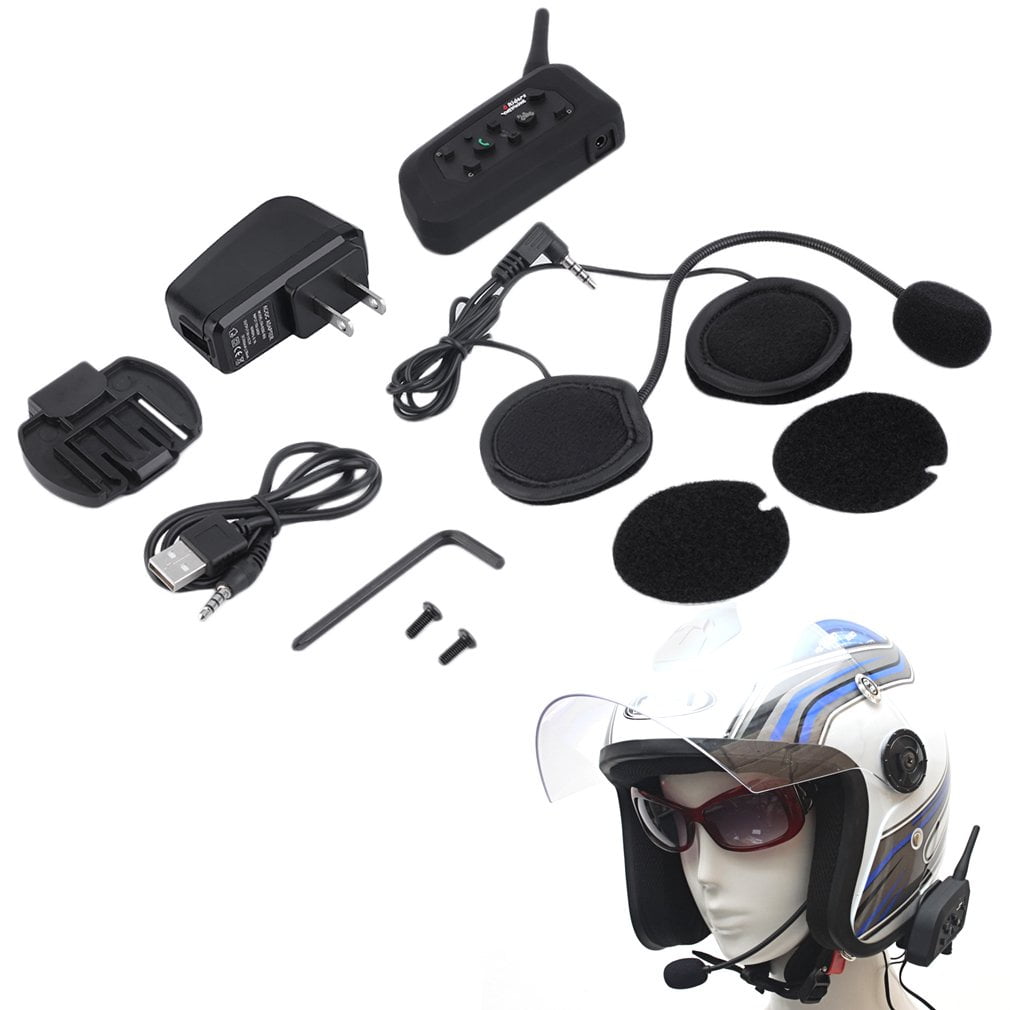 1200m 6Riders FM Intercom Bluetooth Motorcycle Helmet Interphone Headset V6 Plus 