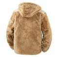 thumbnail image 4 of Men's Fuzzy Sherpa Coat Fleece Zip Up Hooded Jacket Khaki XL, 4 of 5