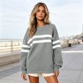 thumbnail image 5 of Women's 2026 Striped Oversized Sweatshirt Spring Crewneck Long Sleeve Shirts Casual Color Block Pullover Tops, S, 5 of 5