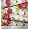 thumbnail image 2 of Soimoi White polyester Crepe Fabric Leaves & Rose Floral Decor Fabric Printed Yard 52 Inch Wide, 2 of 3