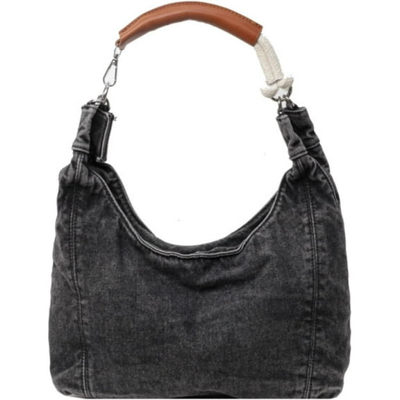 Vintage Denim Tote Handbag for Women Nostalgic Jean Shoulder Bag Casual Top Handle Purse