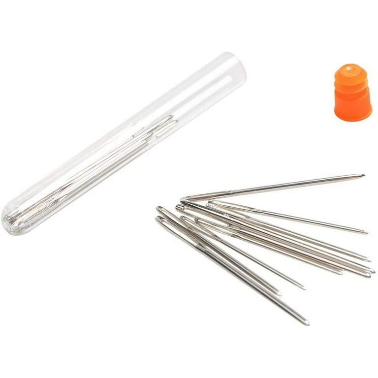 Biplut 2Pcs Darning Needles Large Eye Aluminum Wool Sweater Sewing Knitting  Crocheting Blunt Needles for Clothes (Silver)