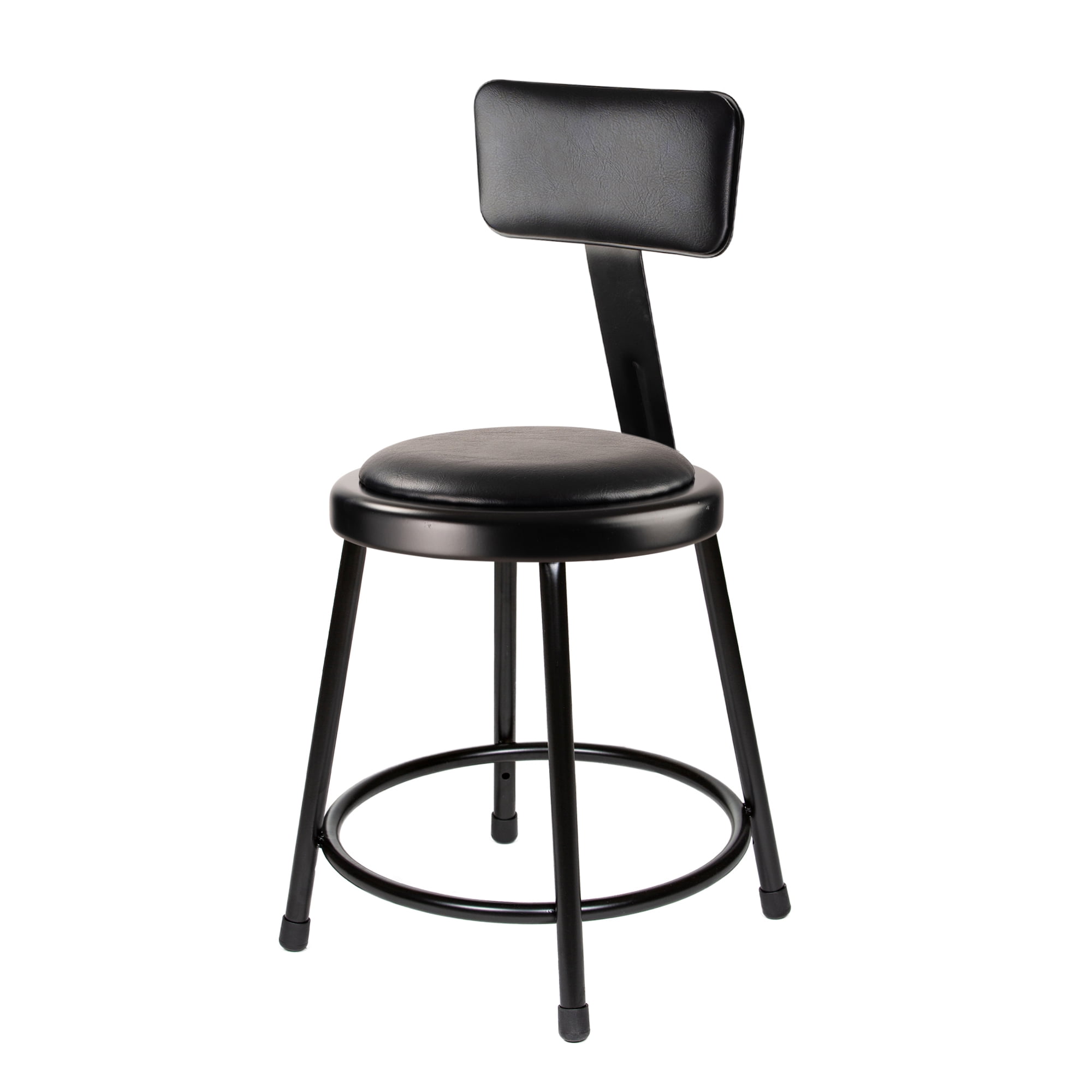 Hampden Furnishings Otto 18" Vinyl Padded Science Stool with Backrest, Black, Pack of 2