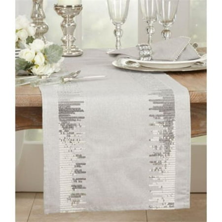 

Saro Lifestyle 1102.S1672B 16 x 72 in. Sequin Border Table Runner Silver