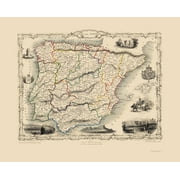 Spain Portugal - Tallis 1851 - 23.00 x 28.45 - Glossy Satin Paper