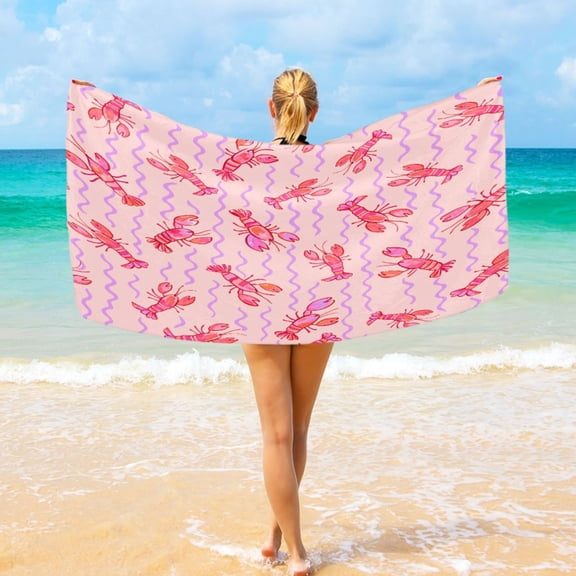Ryvnso Lobster Pink Stylish Beach Towel Swimming Yoga Bath Towels Large Sand Free Towels 31"W x 71"L