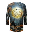 thumbnail image 4 of thefmos Women's 3/4 Sleeve Halloween Print T-Shirt Casual Loose Fit Spooky Season Round Neck Graphic Tops Fashion Fall Outfit, Black 3XL, 4 of 5