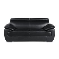 Home Roots Captivating Leather Loveseat, Black - 32-38 in.