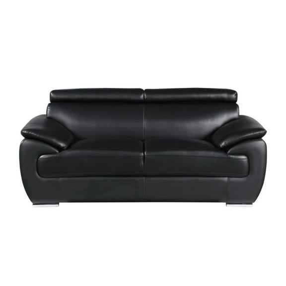 Home Roots Captivating Leather Loveseat, Black - 32-38 in.