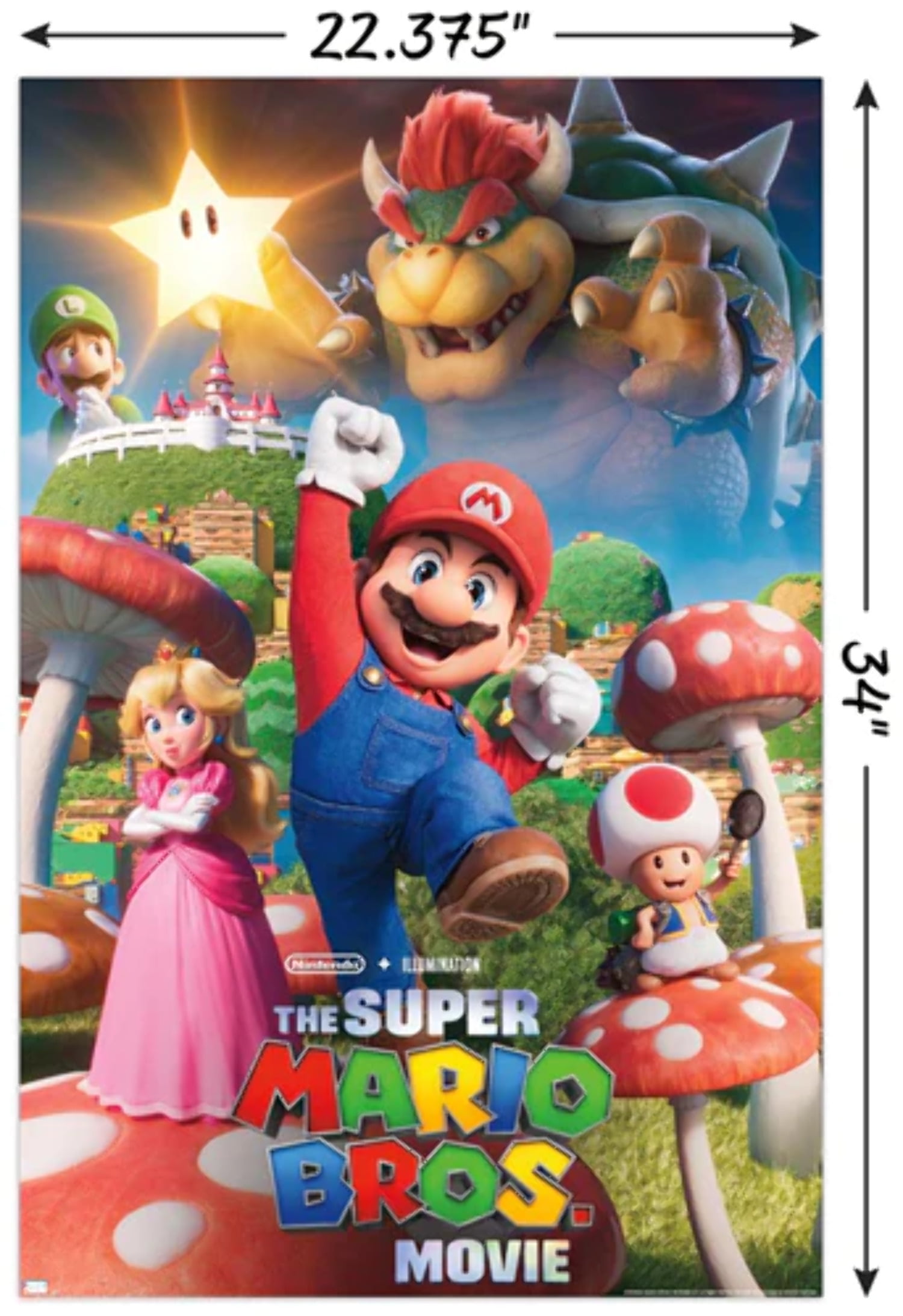 The Super Mario Bros. Movie posters show Mario and Luigi exploring  different parts of the Mushroom Kingdom