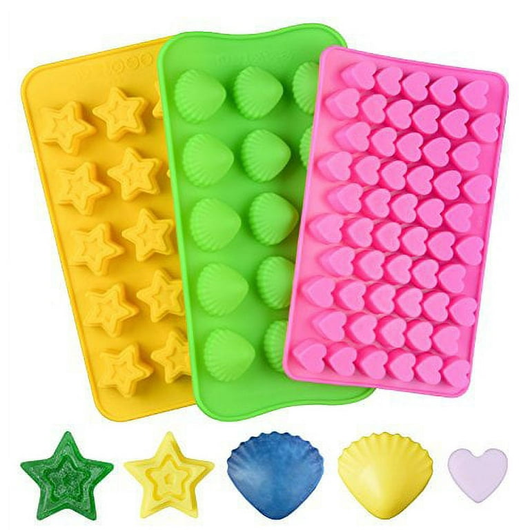 Set Of 3 Ice Cube Molds Trays - Silicone Molds Shapes Hearts, Stars, Shells  - Ice Trays Gift