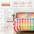 thumbnail image 6 of Rainbow Stripes Bedding Duvet Cover Set King Size 4 Pieces Gradient Striped Watercolor Bedding Set with Zipper Closure, 1 Comforter Cover 92x106 Inches 1 Flat Sheet & 2 Pillow Cases, 6 of 7