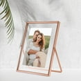 thumbnail image 2 of Lohuatrd 7/8 Inch Floating Picture Frame Tempered Glass Frame Electroplated Stainless Foldable Standing Anti skid Luxury Oblong Wall Mounting Table Top Display Picture Display Frameme, 2 of 7
