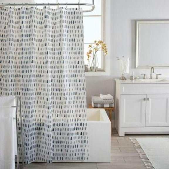 Bath Bliss Speck Pattern Design PEVA Shower Curtain in Blue