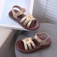 thumbnail image 5 of Girls Retro Open Toe Beach Sandals Woven Design Soft Comfortable Sole Versatile Stylish Casual Footwear For Kids Daily Summer Wear Gold 28, 5 of 7