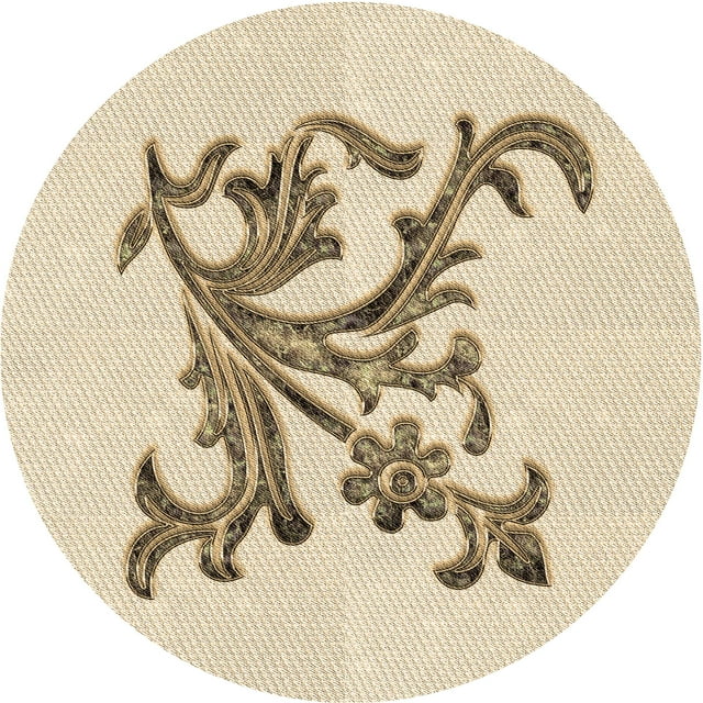 Ahgly Company Tapis Rond Lavable en Machine Intérieur Transitionnel Or Vanille, 3 Pieds Rond