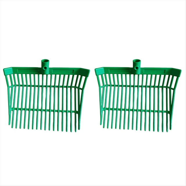 Cabezal de Repuesto de Horquilla para Estiércol, Cabeza de Horquilla, Rastrillo para Estiércol de Caballo, para Recoger Estiércol, Eliminación de Desechos Estable, Verde, 2 Piezas
