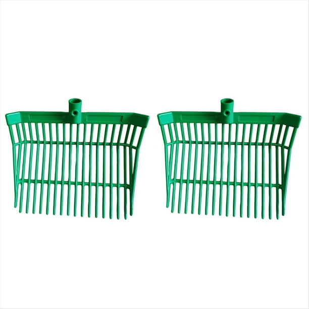 Cabezal de Repuesto de Horquilla para Estiércol, Cabeza de Horquilla, Rastrillo para Estiércol de Caballo, para Recoger Estiércol, Eliminación de Desechos Estable, Verde, 2 Piezas