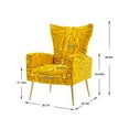 thumbnail image 7 of Velvet Accent Chair, Modern Upholstered Armchair with Arms and High Back, Comfy Leisure Single Sofa Chair with Golden Metal Legs for Living Room Bedroom, Yellow, 7 of 7