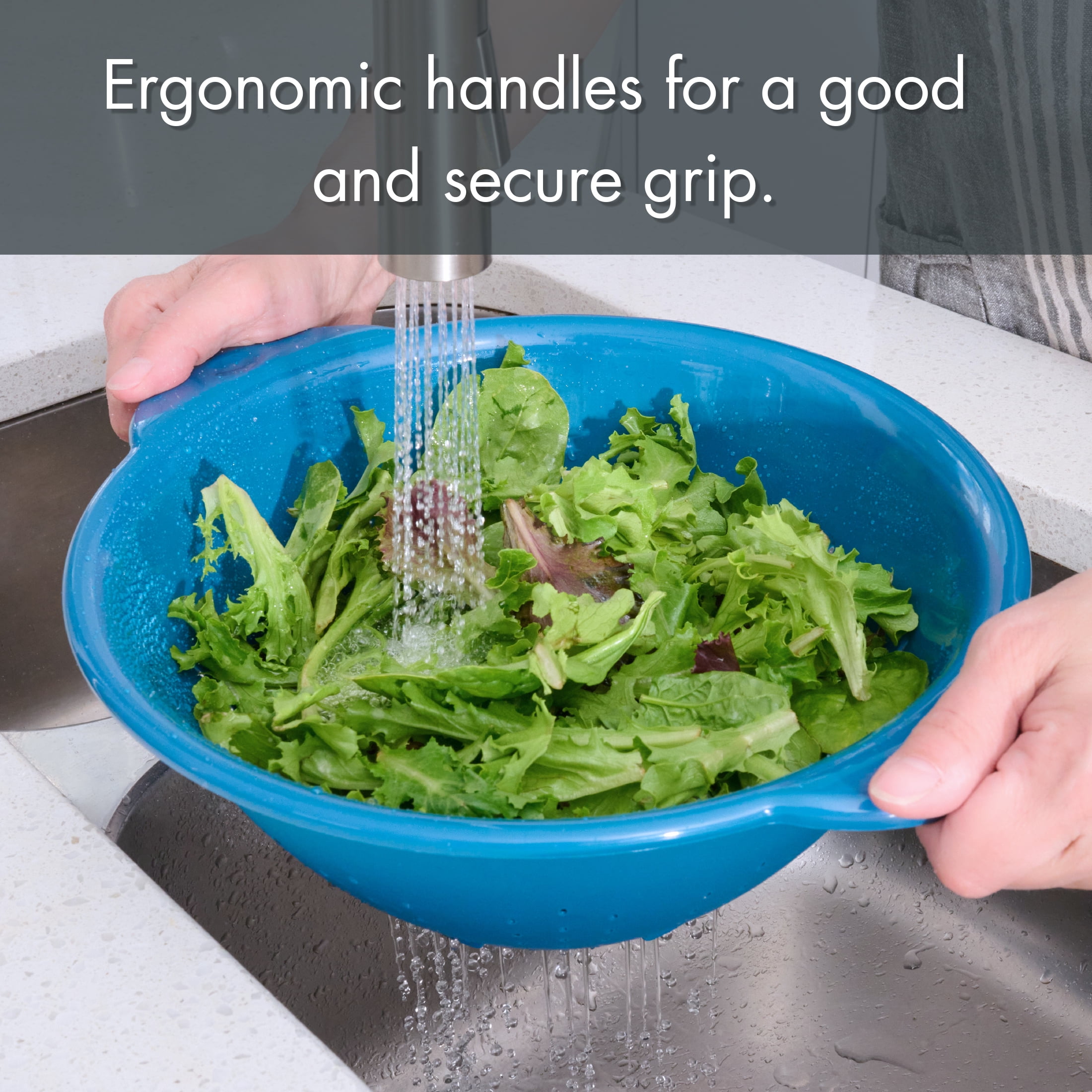 Mainstays 4-Quart Colander - Durable, Easy Grip Design For Everyday Kitchen Use, Blue