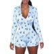 thumbnail image 3 of Ropa interior Sexy para mujer, Body de manga larga con botones y cuello de pico profundo, leotardo elástico, pelele corto, pijama, 3 of 4