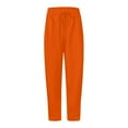 thumbnail image 6 of Womens Fleece Lined Sweatpants Tall with Pocket Solid Color Trousers Stretchy Flowy Pants for Women High Rise Pants Saffron L, 6 of 7