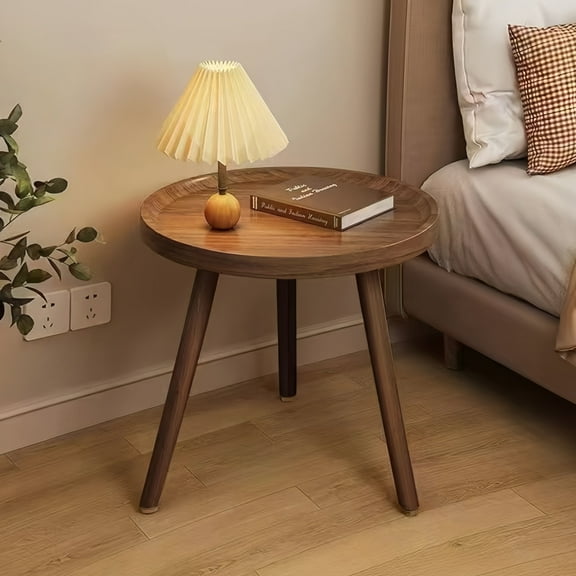 MEHOOM Round Wooden End Table, 16"x16"x19" Farmhouse Small Table, Side Table for Living Room Bedroom Indoor