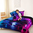 thumbnail image 4 of Manfei Race Car Print Full Size Comforter Sets,Extreme Games Bedding Comforter Set,Blue Pink,Black Reversible,3-Piece,1 Comforter and 2 Pillowcases, 4 of 7