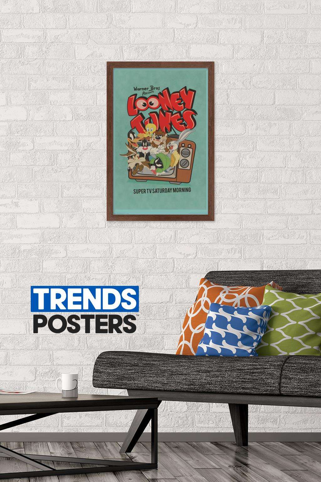 Looney Tunes - Group - Super TV Saturday Morning Wall Poster, 14.725" x 22.375", Framed
