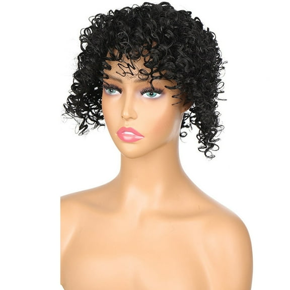 Synthetic Curly Hair Topper, Silver Grey Clip-In Hair Pieces, Short Curly Half Wigs With Bangs For Women & Girls