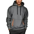 thumbnail image 2 of qolati Hoodies for Men Cargo Pullover Sweatshirt Hooded Lightweight Fashion Drawstring Fleece Winter Warm Athletic Workout Tops with Zipper Pockets Dark Gray L, 2 of 4
