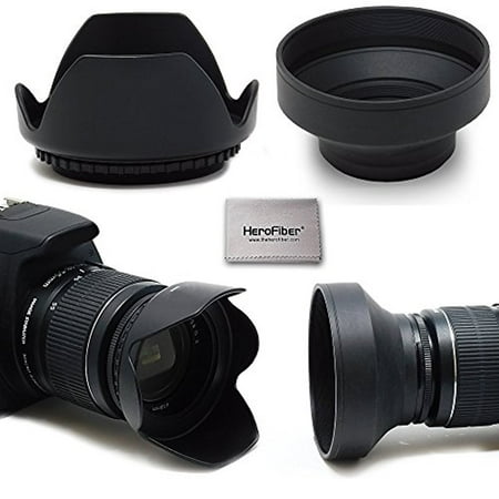 55MM Lens Hood Kit includes 55mm Hard Lens Hood and 55mm Soft Lens Hood for 55MM Lenses and (Best Lens Hood For Canon 18 55mm)