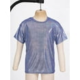 thumbnail image 3 of Rswnyirn Girls Boys Sparkly Metallic T-Shirt for Dance Performance Costume Jazz Hip Hop Dancewear Royal Blue 140, 3 of 7